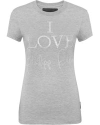 Philipp Plein - Tops ,Grijs ,Katoen T-Shirt Pure Round Neck Ss - Lyst