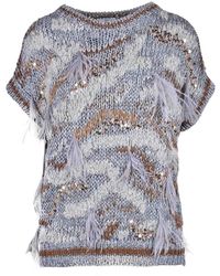 Brunello Cucinelli - Truien & Vesten ,Grijs ,Grijze Trui - Lyst