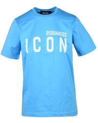 DSquared² - Tops ,Blauw ,Katoen T-Shirts - Lyst