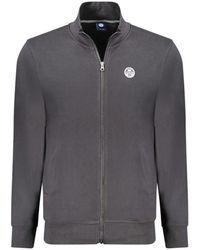 North Sails - Schwarzer Baumwoll-Sweatshirt Mit Reißverschluss Und Logo - Lyst