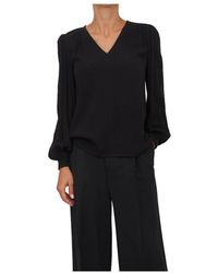 Twinset - Overhemden ,Zwart ,Zwarte Viscose Blouse - Lyst