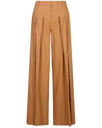 Alice + Olivia - Broeken ,Bruin ,Katoen Blaire Wide Leg Geplooide Broek - Lyst