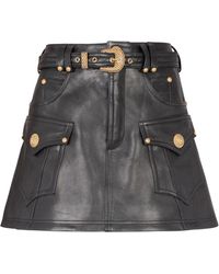 Balmain - Skirts > leather skirts - Lyst