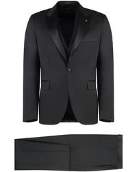 Tagliatore - Kostuums ,Zwart ,Wol Klassiek Wollen Pak - Lyst