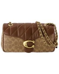 COACH - Braune leder-schultertasche mit kette - Lyst