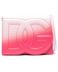 Dolce & Gabbana - Logo-bestickte leder-crossbody-tasche - Lyst