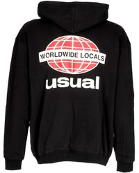 USUAL - Hoodies & Sweatvesten ,Zwart ,Katoen Lokale Zwarte Hoodie Met Kangaroozak - Lyst