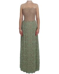 Dolce & Gabbana Floral Lace Pink Corset Maxi Dress - Groen