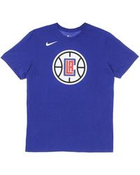 Nike - Fitness ,Blauw ,Katoen Nba Logo Tee Los Angeles Clippers - Lyst