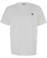 Maison Kitsuné - Fox head patch t-shirt weiß,t-shirts - Lyst