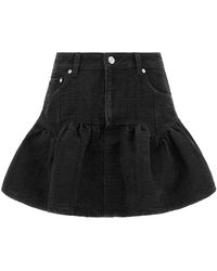 Ganni - Rokken ,Zwart ,Denim Lurex Denim Mini Rok - Lyst