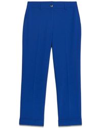 Oltre - Broeken ,Blauw ,Regular Broek Van Scuba Crêpe Stof - Lyst