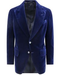 Tom Ford - Blauer blazer peak revers hergestellt in italien - Lyst