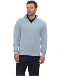 SELECTED - Truien & Vesten ,Blauw ,Katoen Slhdane Ls Knit Structure Half Zip Noos - Lyst