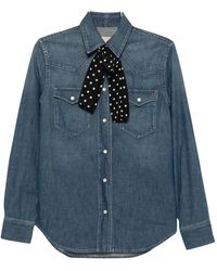 Valentino - Overhemden ,Blauw ,Denim Denim Camicia - Lyst