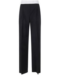 Alexander Wang - Broeken ,Zwart ,Logo Waistband Wide Leg Broeken - Lyst