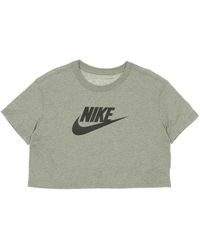 Nike - Fitness ,Grijs ,Katoen Crop Icon Tee Heather/ T-Shirt - Lyst
