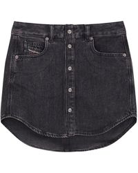 DIESEL - Rokken ,Zwart ,Denim De-Ard Denim Miniskirt - Lyst