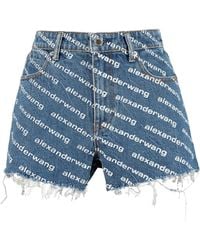 Alexander Wang - Logo Print Denim Shorts For - Lyst