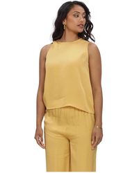 SELECTED - Tops ,Geel ,Leer Slflaura Sl Trim Top B - Lyst
