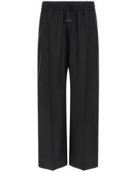 Fear Of God - Broeken ,Zwart ,Wol Gestreepte Wollen Broek Met Wijde Pijpen En Trekkoord - Lyst