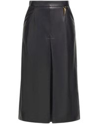 Roberto Cavalli - Rokken ,Zwart ,Zwarte Leren Midi Rok Vrouw - Lyst