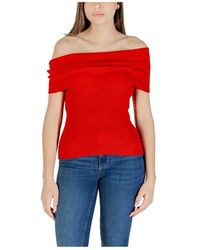 ONLY - Roter Bootshals-Strickpullover - Lyst