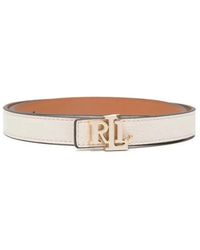 Ralph Lauren - Accessoires ,Wit ,Leer Logo Omkeerbare Gekorrelde Lederen Riem - Lyst