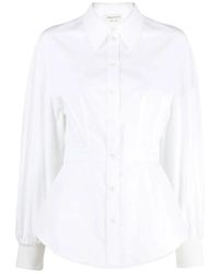 Alexander McQueen - Camisa blanca de algodón con mangas cocoon - Lyst