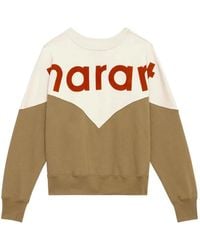 Isabel Marant - Beiger Colour-Block Sweatshirt Mit Logo-Print - Lyst