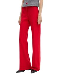 MSGM - Broeken ,Rood ,Polyester Rechte Broek - Lyst