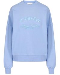 Iceberg - Hoodies & Sweatvesten ,Blauw ,Regular Fit Sweatshirt - Lyst