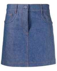 Fendi - Rokken ,Blauw ,Denim Denim Rok Met Logo - Lyst