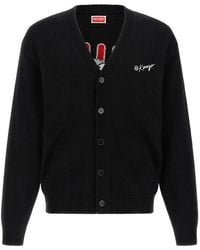 KENZO - Truien & Vesten ,Zwart ,Katoen Wild Tiger Cardigan - Lyst