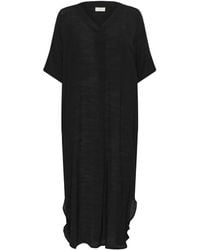 Kaffe - Schwarzes Tiefes Kleid Mit V-Ausschnitt - Lyst
