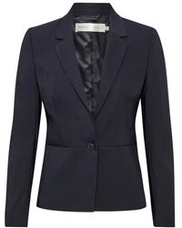 Inwear - Jassen ,Blauw ,Leer Marineblauwe Korte Blazer Zella Stijl - Lyst