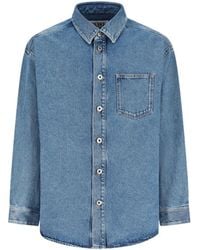 Loewe - Overhemden ,Blauw ,Katoen Anagram Overshirt - Lyst