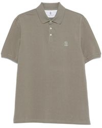Brunello Cucinelli - Tops ,Groen ,Katoen Polo Shirt Met Geborduurd Katoenen Logo - Lyst