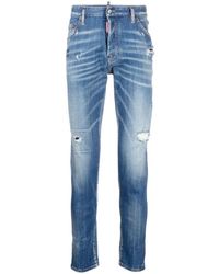 DSquared² - Jeans ,Blauw ,Katoen Blauwe Skinny Jeans Met Distressed Details - Lyst