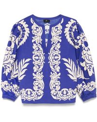 Etro - Blaues V-Ausschnitt Top Elastische Bündchen - Lyst