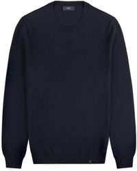 Fay - Blauer Woll Rundhals Pullover Lange Ärmel - Lyst