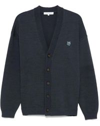Maison Kitsuné - Truien & Vesten ,Grijs ,Katoen Leigrijze Gebreide Cardigan - Lyst