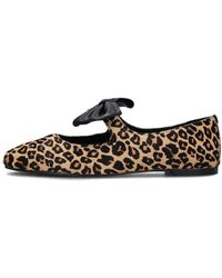 Stefano Lauran - Braune Ponyhair Ballerinas Mit Schleife - Lyst