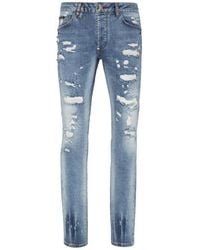 Philipp Plein - Denim Broeken Super Straight Cut Skull&Bones - Lyst