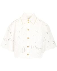 Zimmermann - Mahon Embroidered Crop Shirt - Lyst