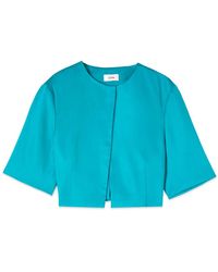 Oltre - Jassen ,Blauw ,Polyester Kort Lyocell Jasje - Lyst