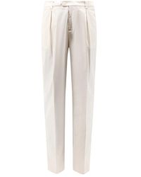 Brunello Cucinelli - Broeken ,Wit ,Katoen Slim-Fit Broek - Lyst