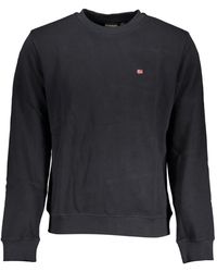 Napapijri - Hoodies & Sweatvesten ,Zwart ,Zwarte Trui Met Lange Mouwen En Geborduurd Logo - Lyst