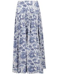 STAUD - Rokken ,Blauw ,Katoen Lange Jurk Met Ritssluiting - Lyst