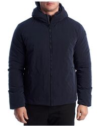 U.S. POLO ASSN. - Jassen ,Blauw ,Leer Gewatteerde Jas Met Capuchon - Lyst